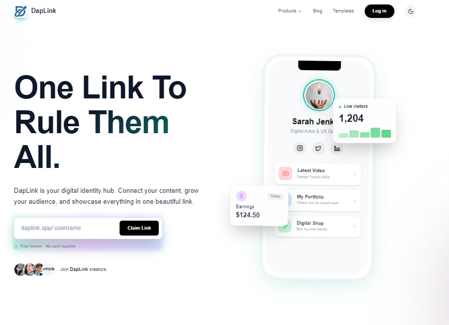 DapLink - Link-in-Bio Digital Access Point System Diagram